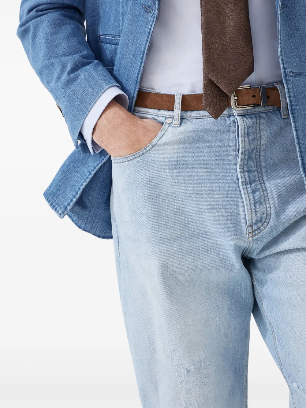 Brunello Cucinelli Gerafelde jeans Blauw