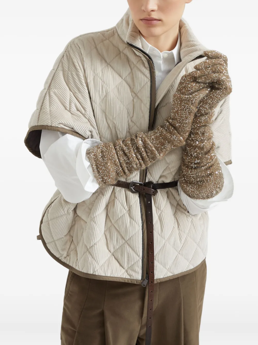 Brunello Cucinelli Gewatteerd jack Beige