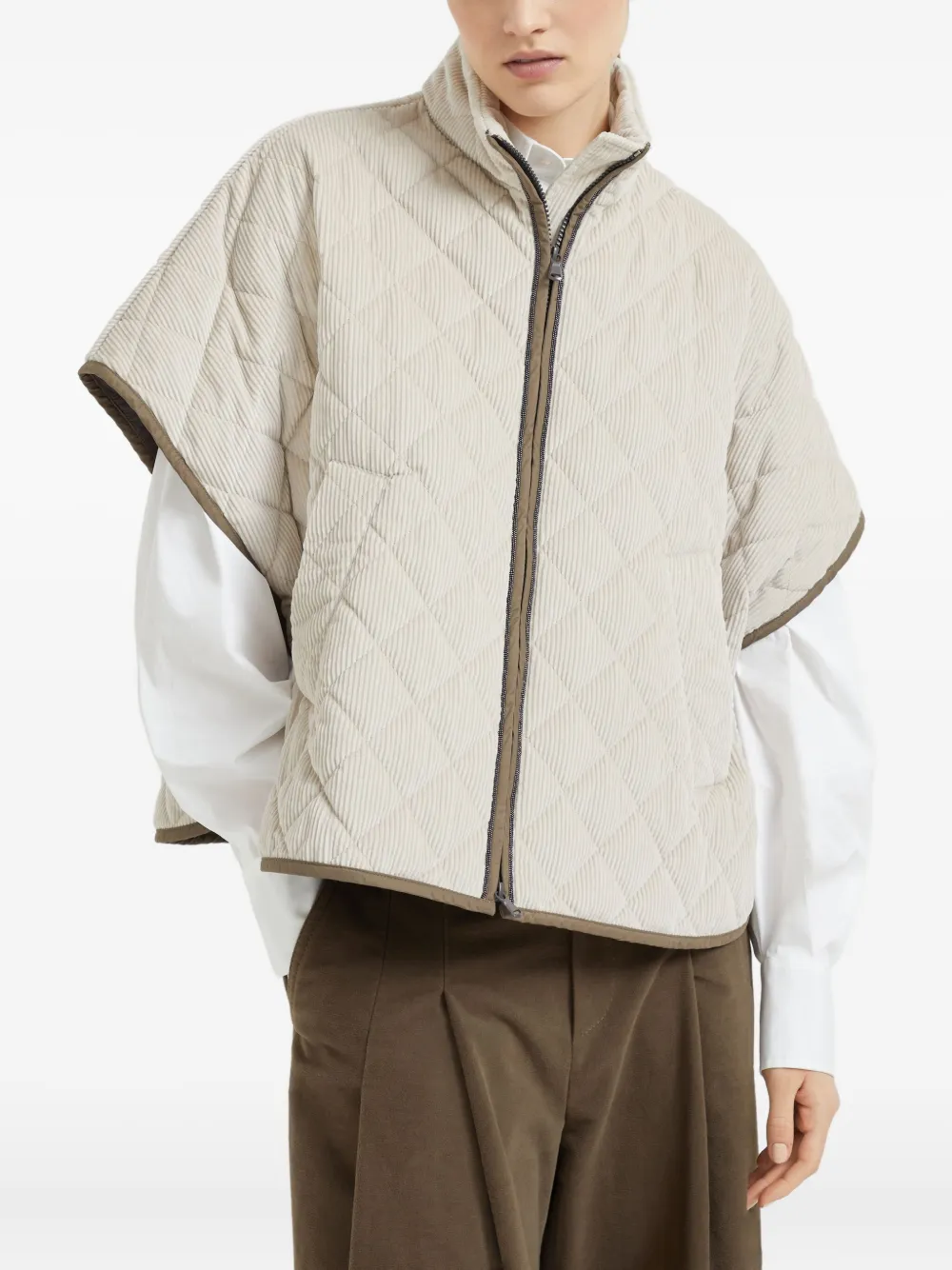 Brunello Cucinelli Gewatteerd jack Beige