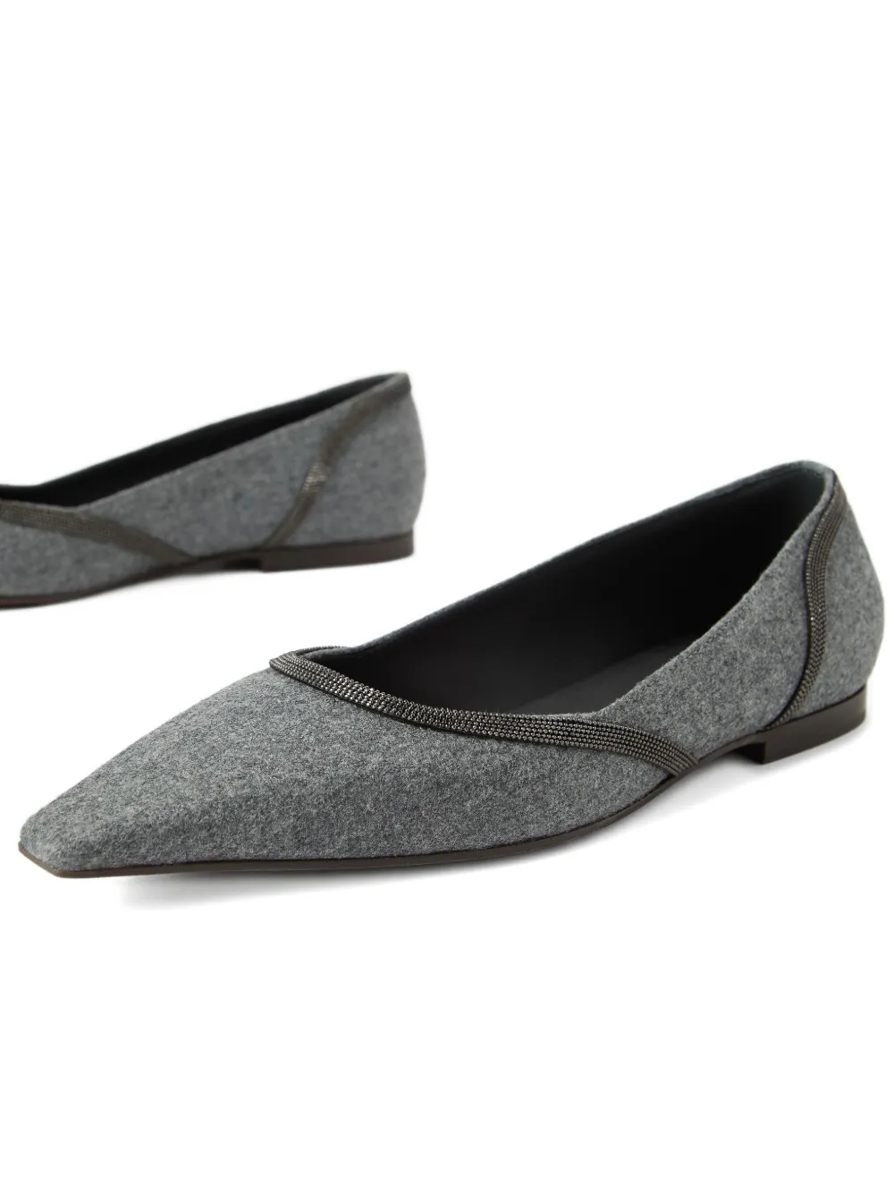 Brunello Cucinelli flannel ballet flats Grey