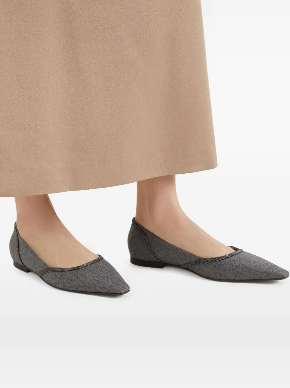 Brunello Cucinelli flannel ballet flats Grey