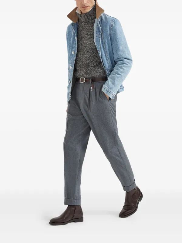 Brunello Cucinelli デニムジャケット Brunello Cucinelli コントラストカラー デニムジャケット | ブルー