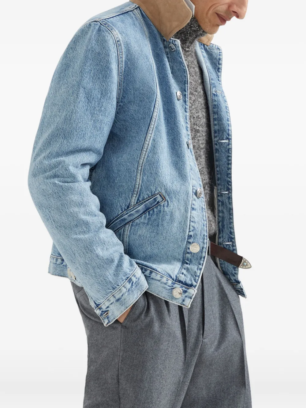 Brunello Cucinelli Denim jack Blauw