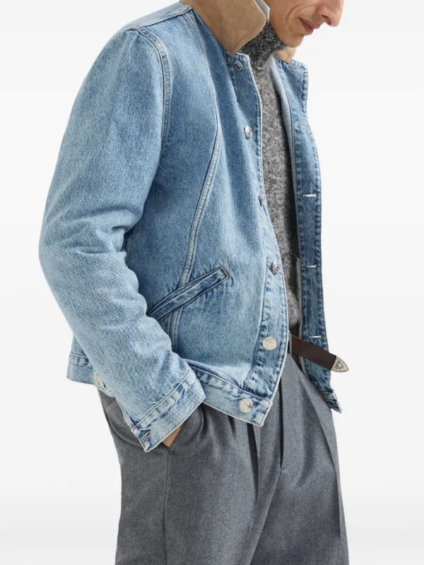 Brunello Cucinelli コントラストカラー デニムジャケット | ブルー