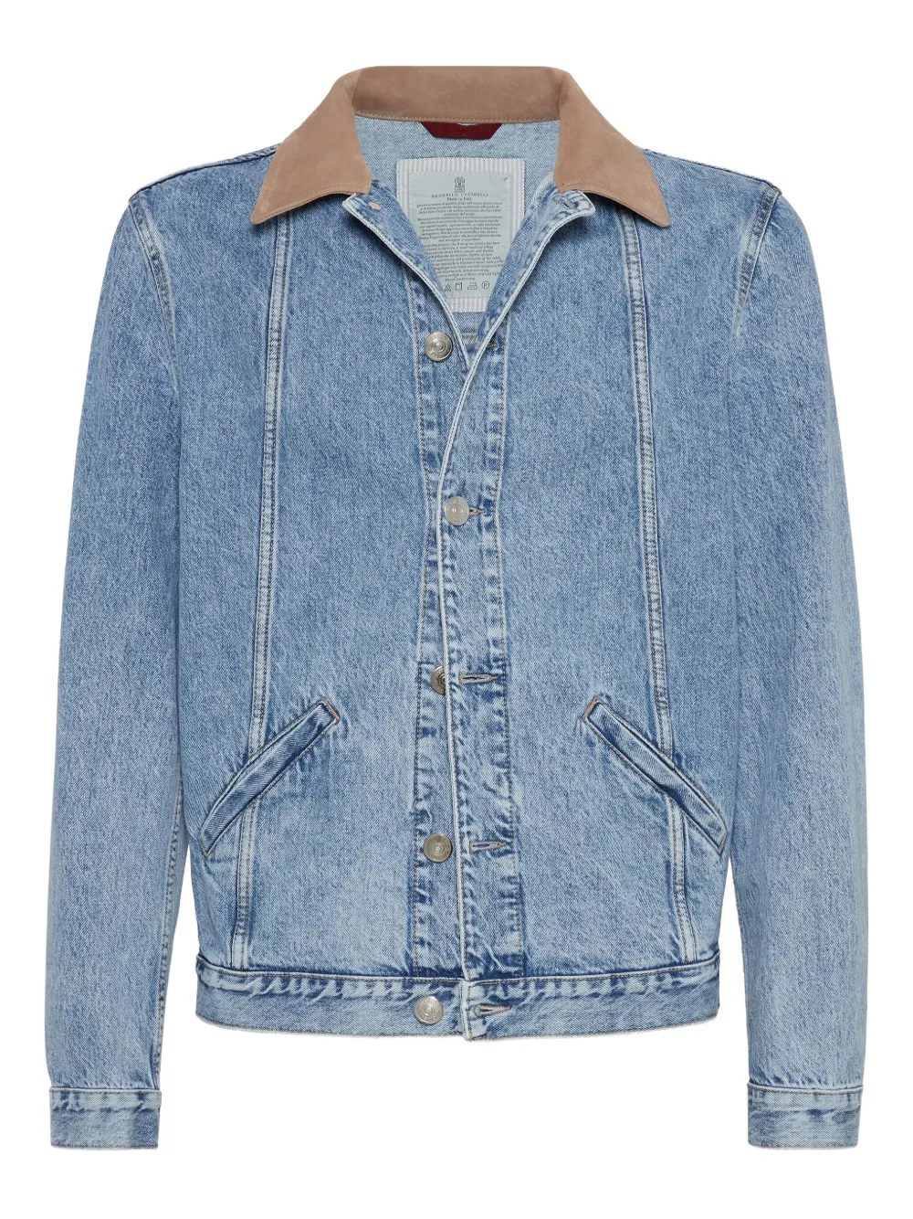 Brunello Cucinelli contrasting-collar denim jacket | Blue | Image 1