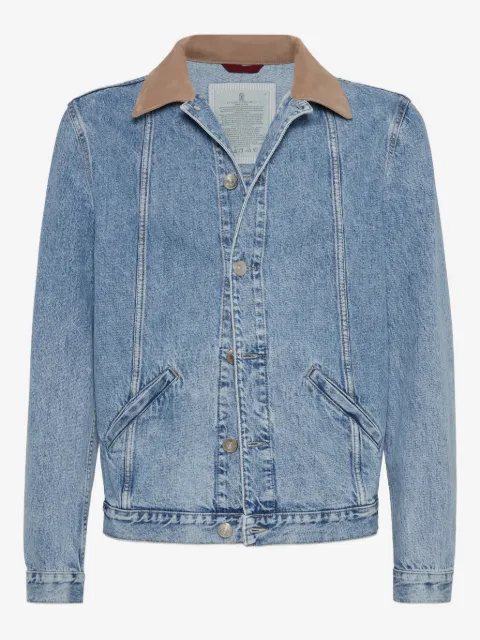 Brunello Cucinelli contrasting-collar denim jacket