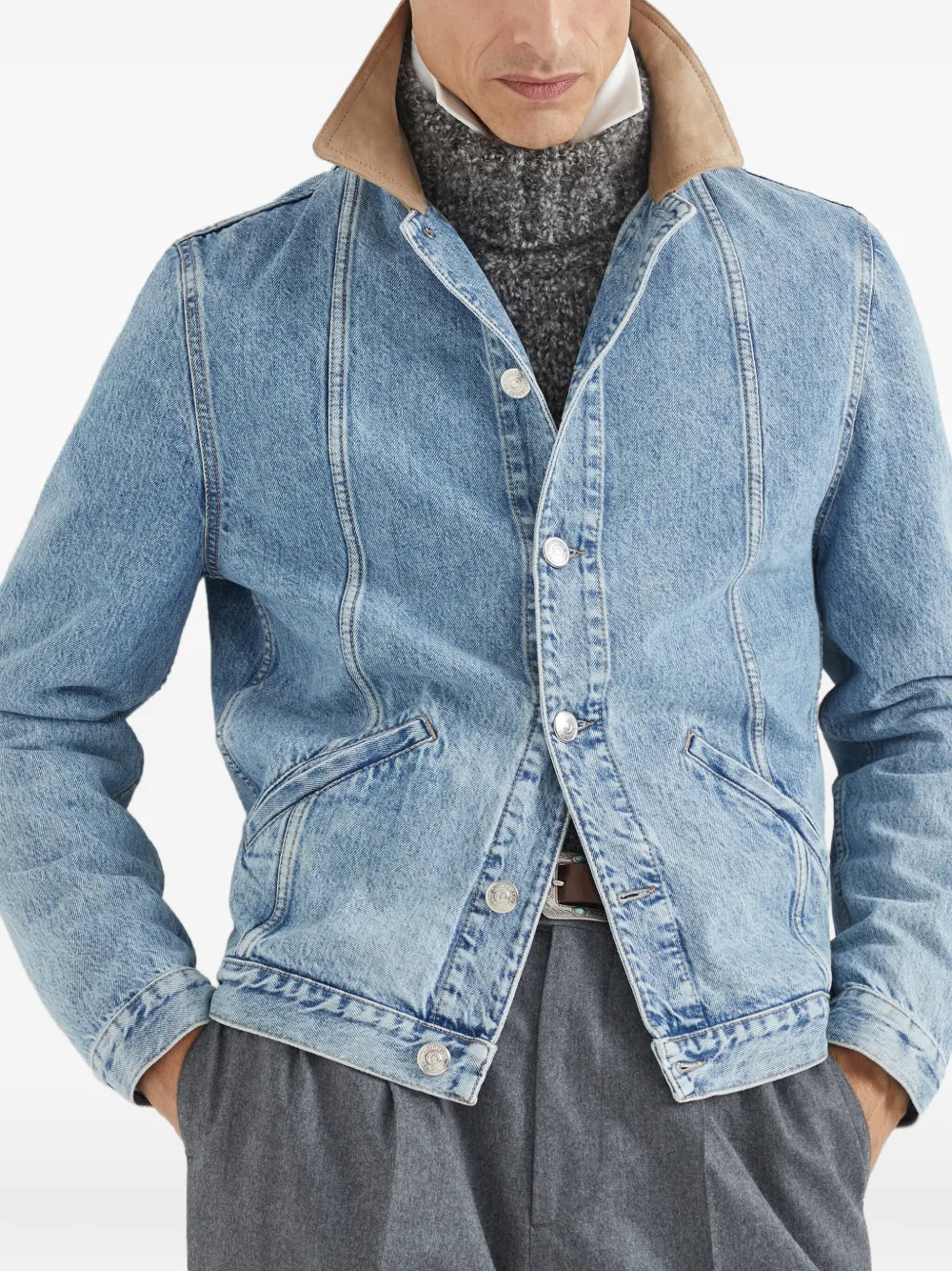 Brunello Cucinelli Denim jack Blauw