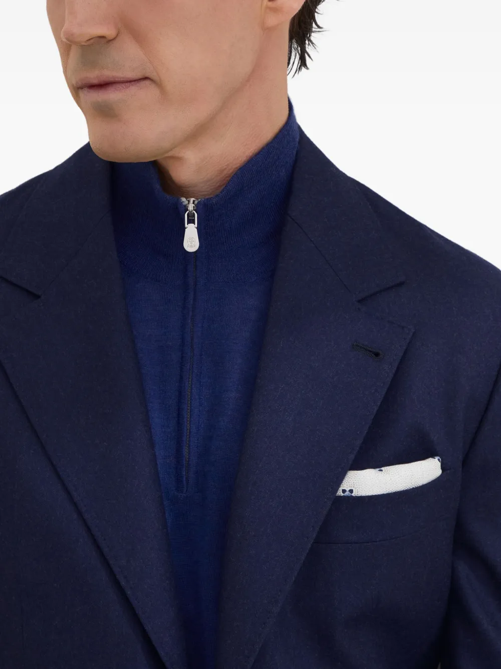 Brunello Cucinelli Wollen blazer met enkele rij knopen Blauw