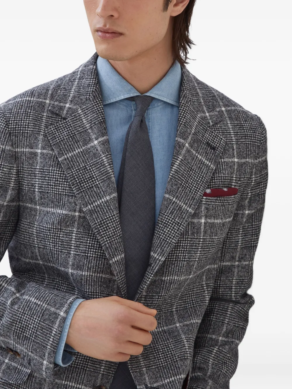 Brunello Cucinelli Blazer met enkele rij knopen Grijs