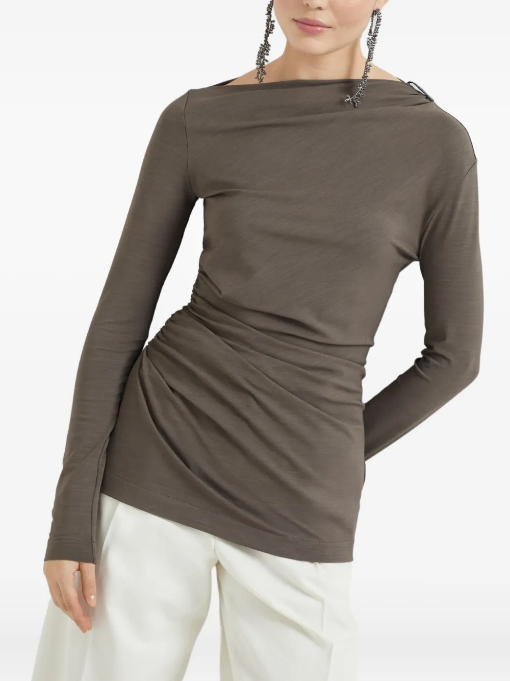 Brunello Cucinelli Top met ruches Grijs