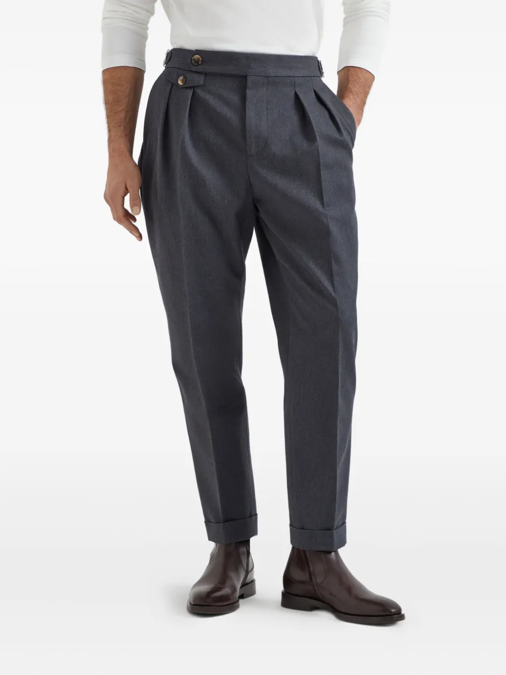 Brunello Cucinelli Gabardine pantalon Blauw