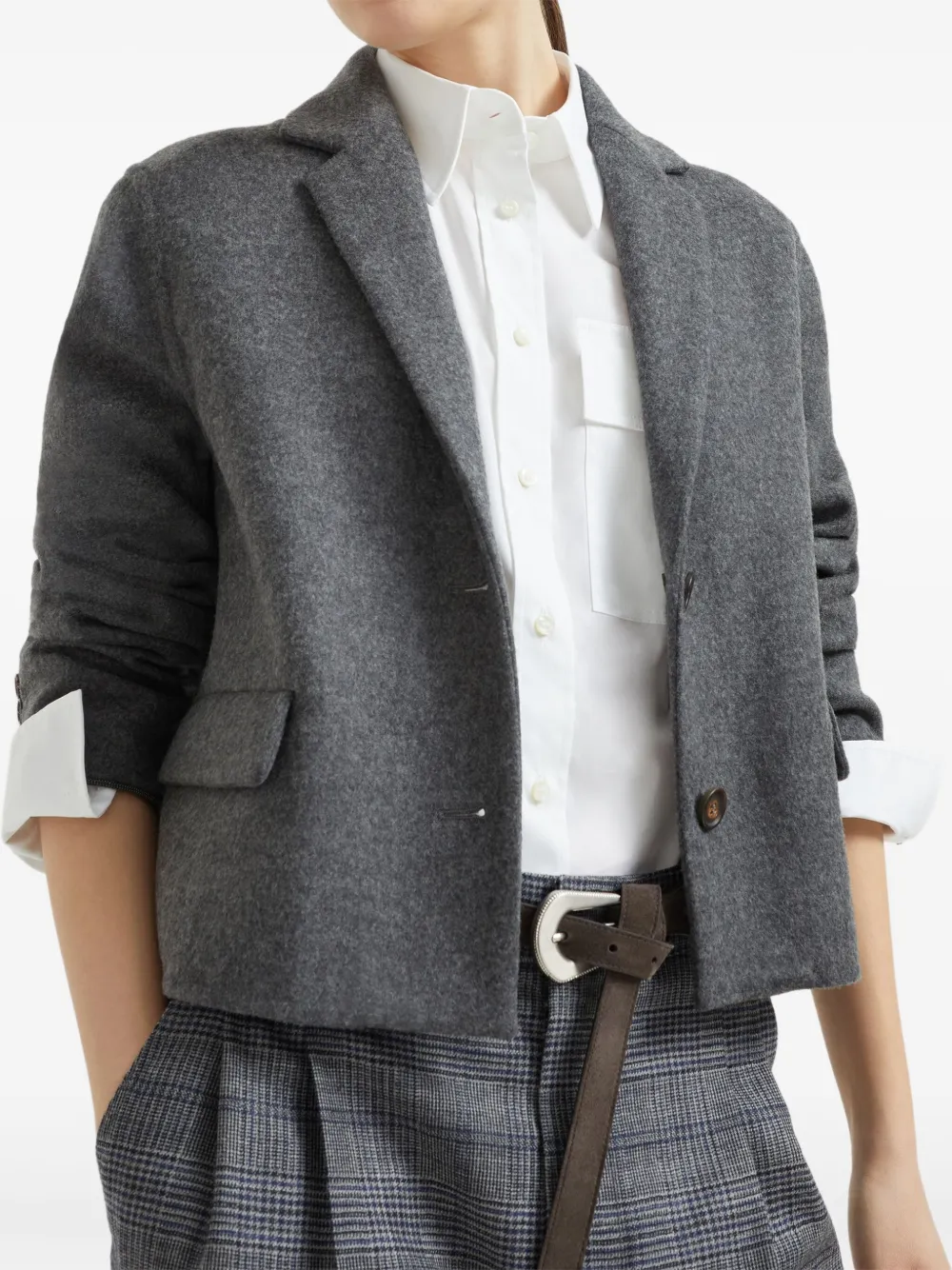 Brunello Cucinelli Cropped blazer Grijs