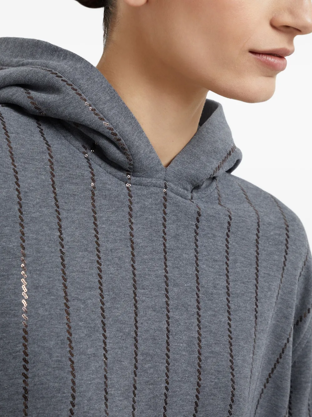 Brunello Cucinelli Hoodie verfraaid met pailletten Grijs