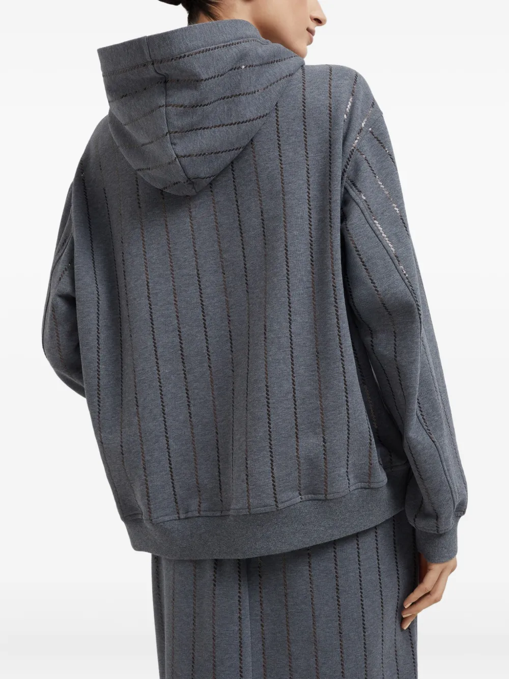 Brunello Cucinelli Hoodie verfraaid met pailletten Grijs