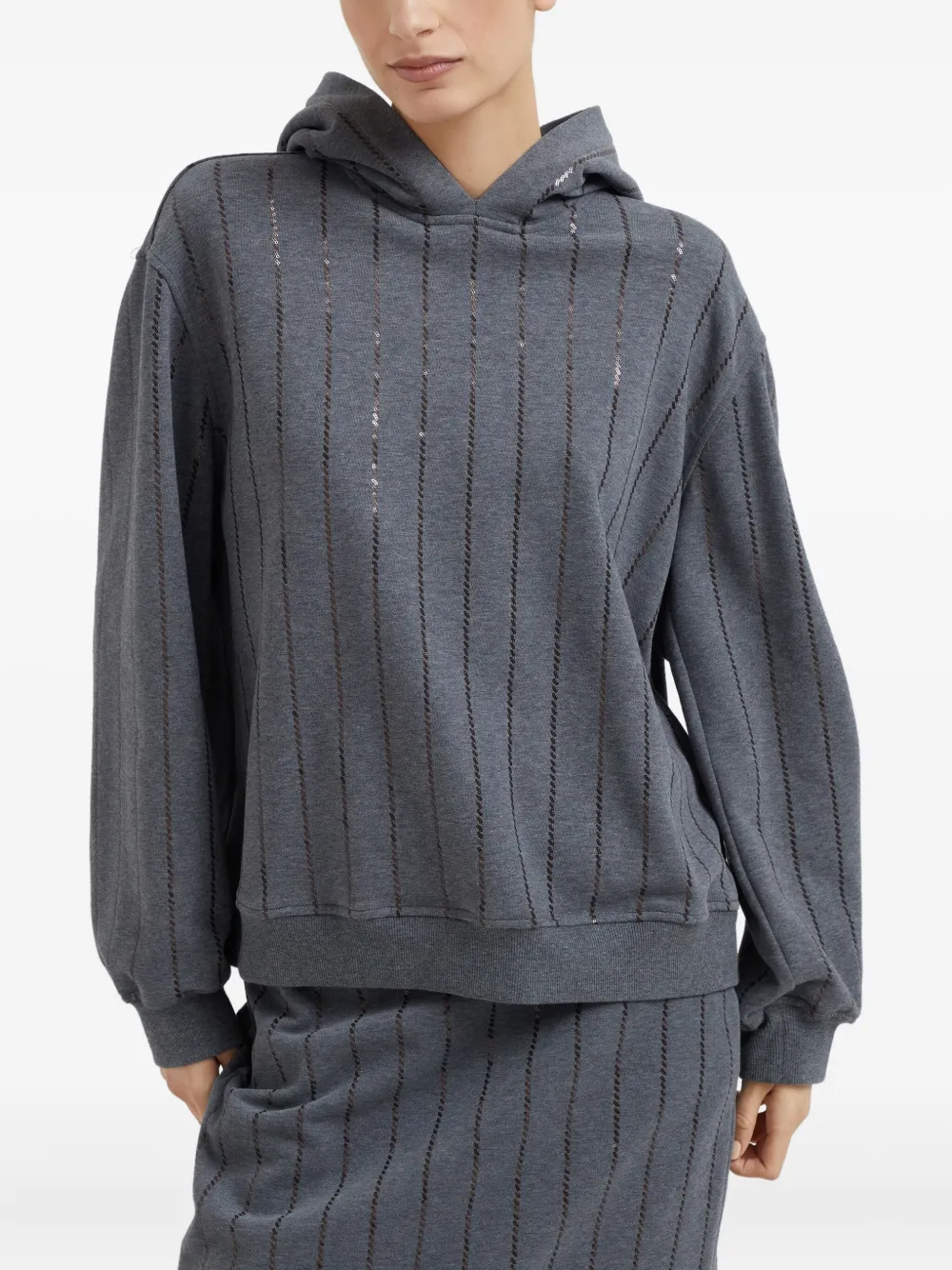 Brunello Cucinelli Hoodie verfraaid met pailletten Grijs