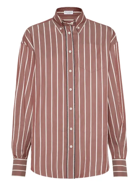 Brunello Cucinelli camisa de popelina a rayas