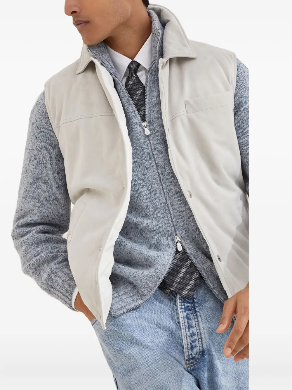 Brunello Cucinelli Suède bodywarmer Beige