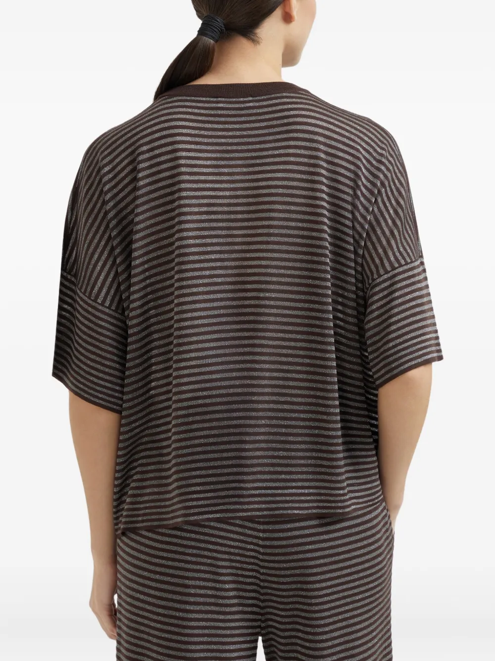 Brunello Cucinelli Gestreept T-shirt Bruin