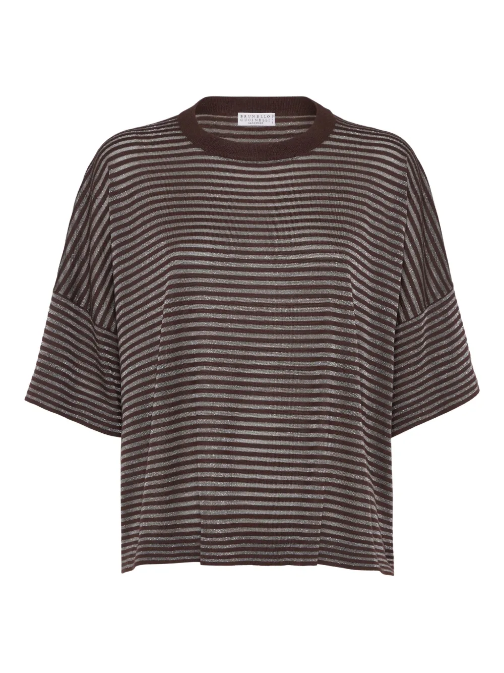 Brunello Cucinelli Gestreept T-shirt Bruin