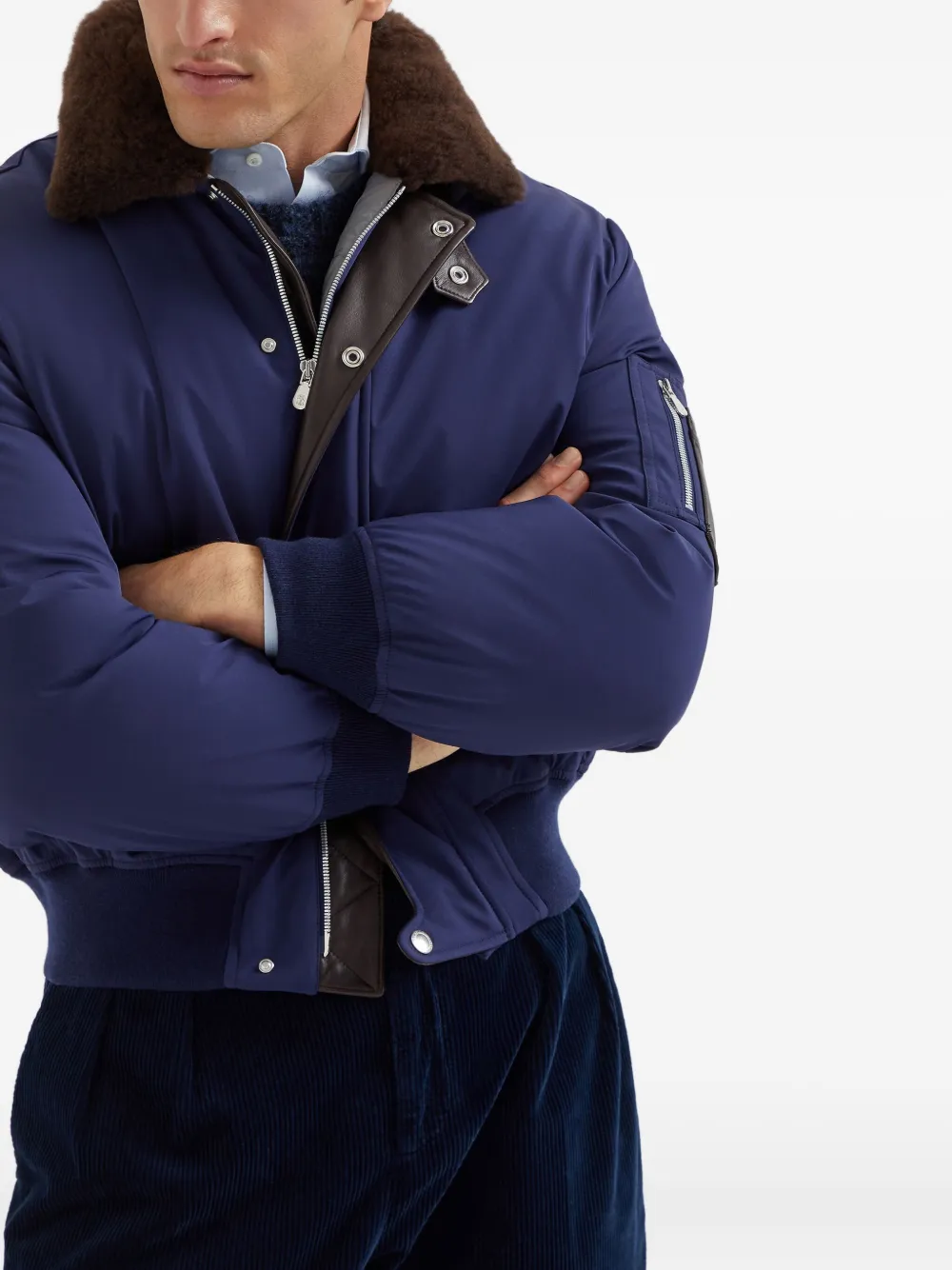 Brunello Cucinelli Gewatteerd bomberjack Blauw