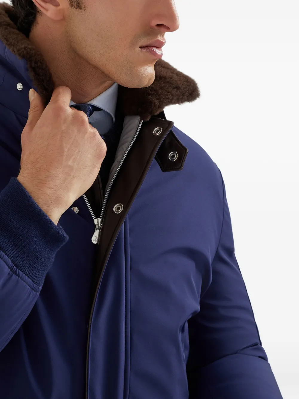Brunello Cucinelli Gewatteerd bomberjack Blauw