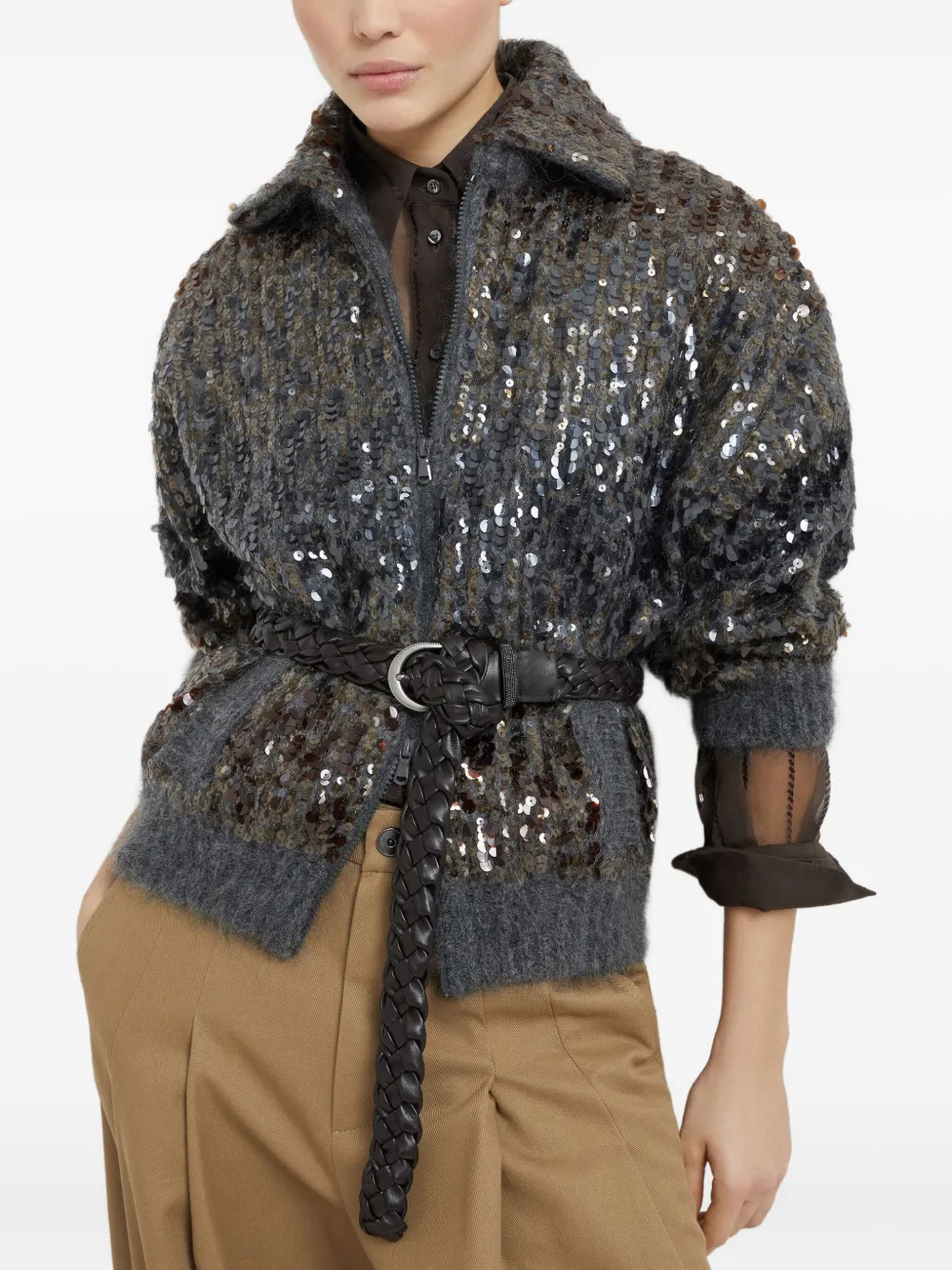 Brunello Cucinelli Dazzling vest met borduurwerk Grijs