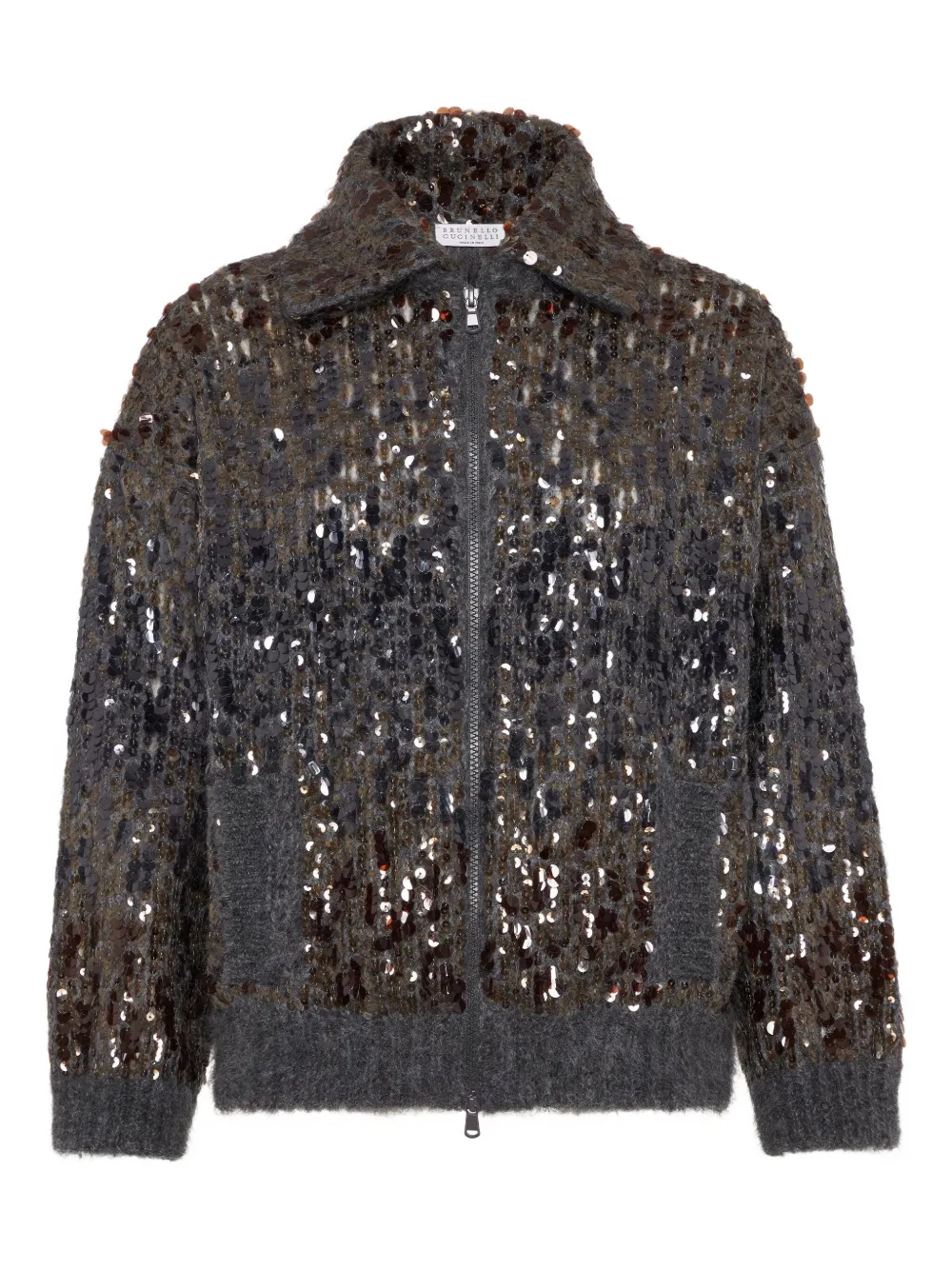 Brunello Cucinelli Dazzling embroidered cardigan | Grey | Image 1
