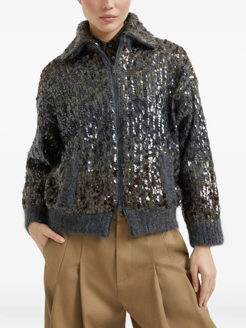 Brunello Cucinelli Dazzling vest met borduurwerk Grijs