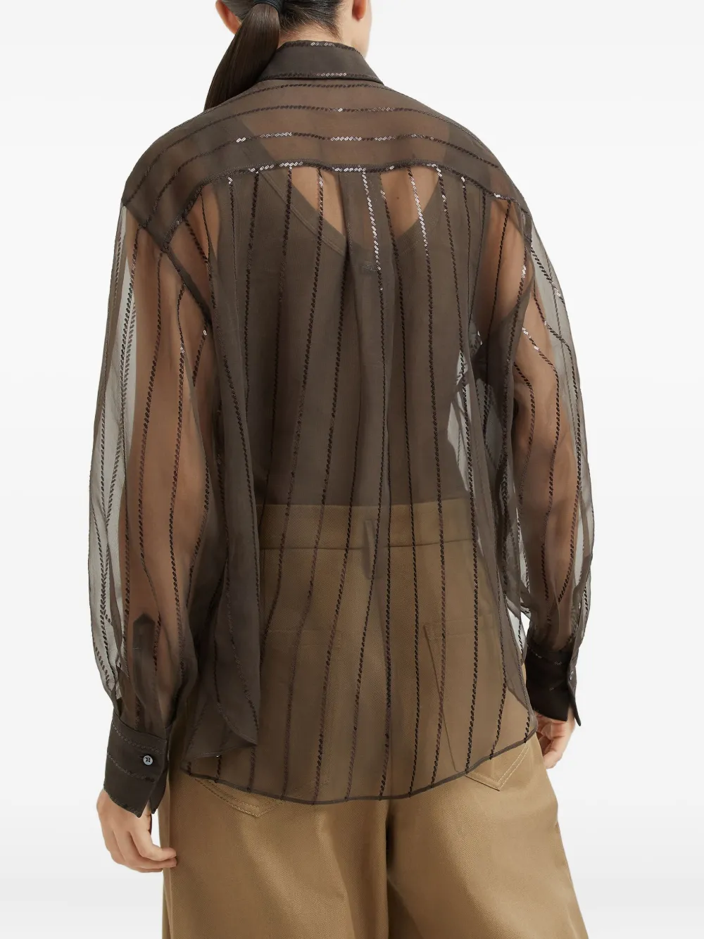 Brunello Cucinelli Blouse met pailletten Bruin