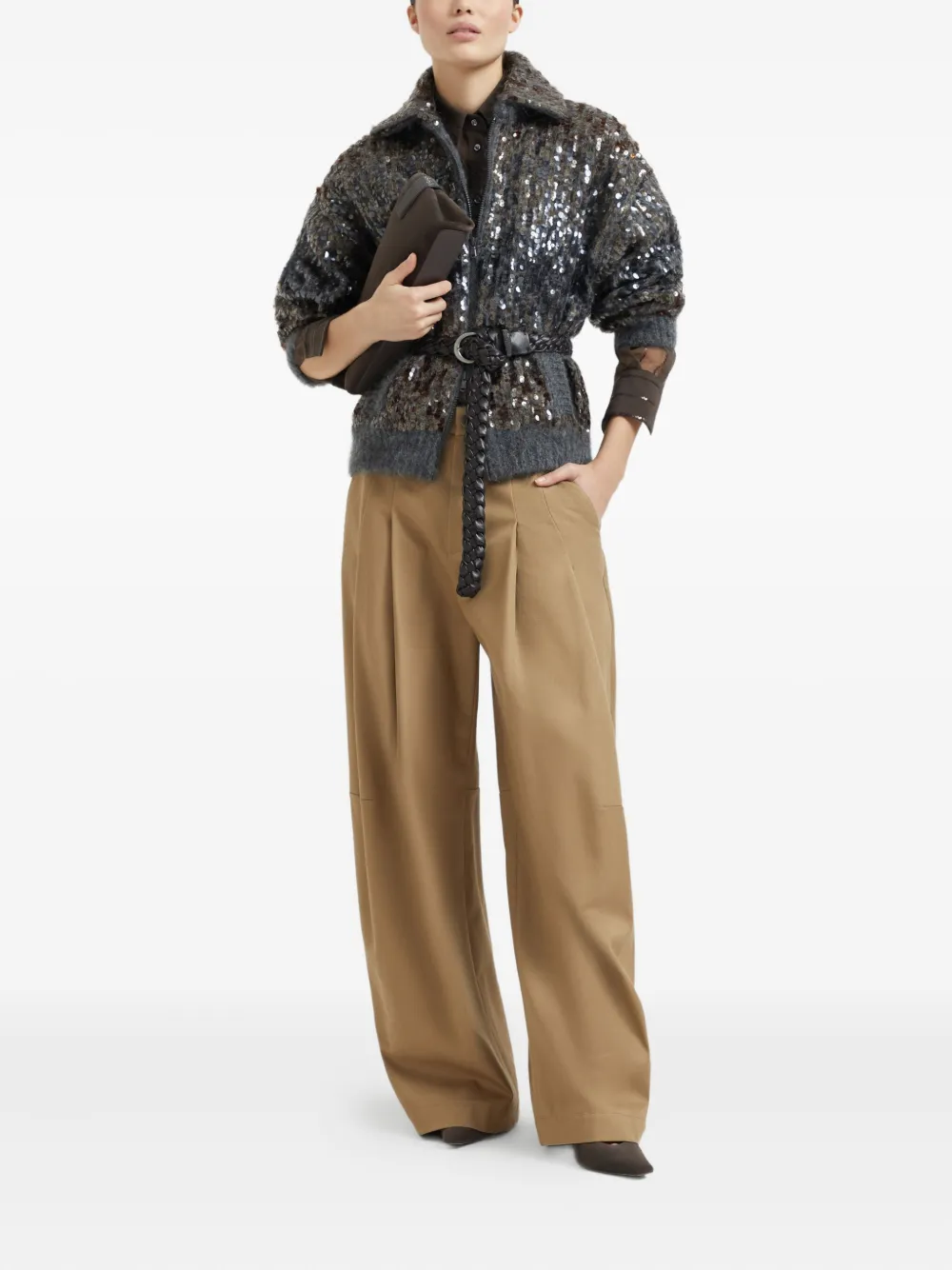 Brunello Cucinelli Blouse met pailletten - Bruin
