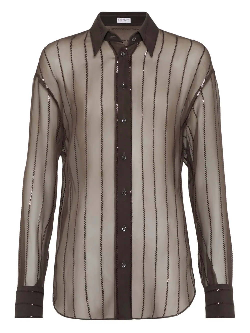 Brunello Cucinelli sequin-embellished shirt | Brown | Image 1