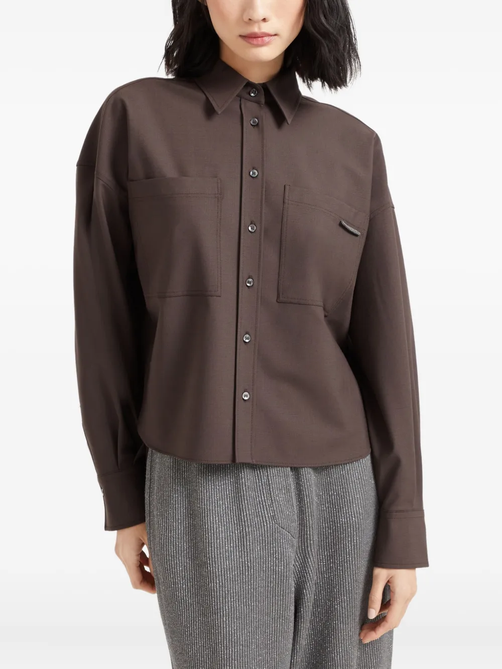 Brunello Cucinelli Zijden blouse Bruin