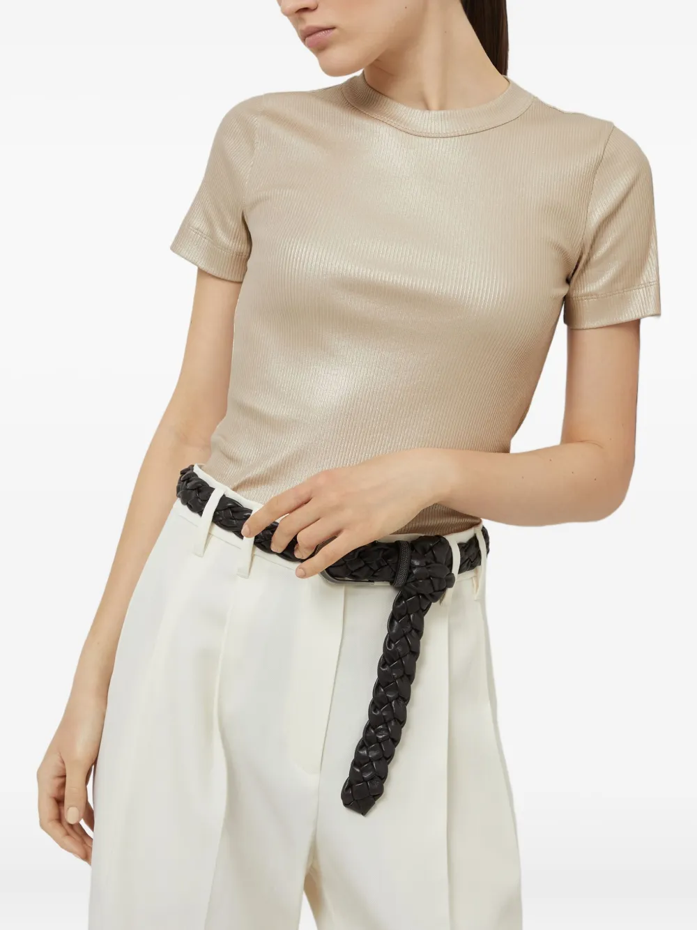 Brunello Cucinelli Geribbeld T-shirt Beige