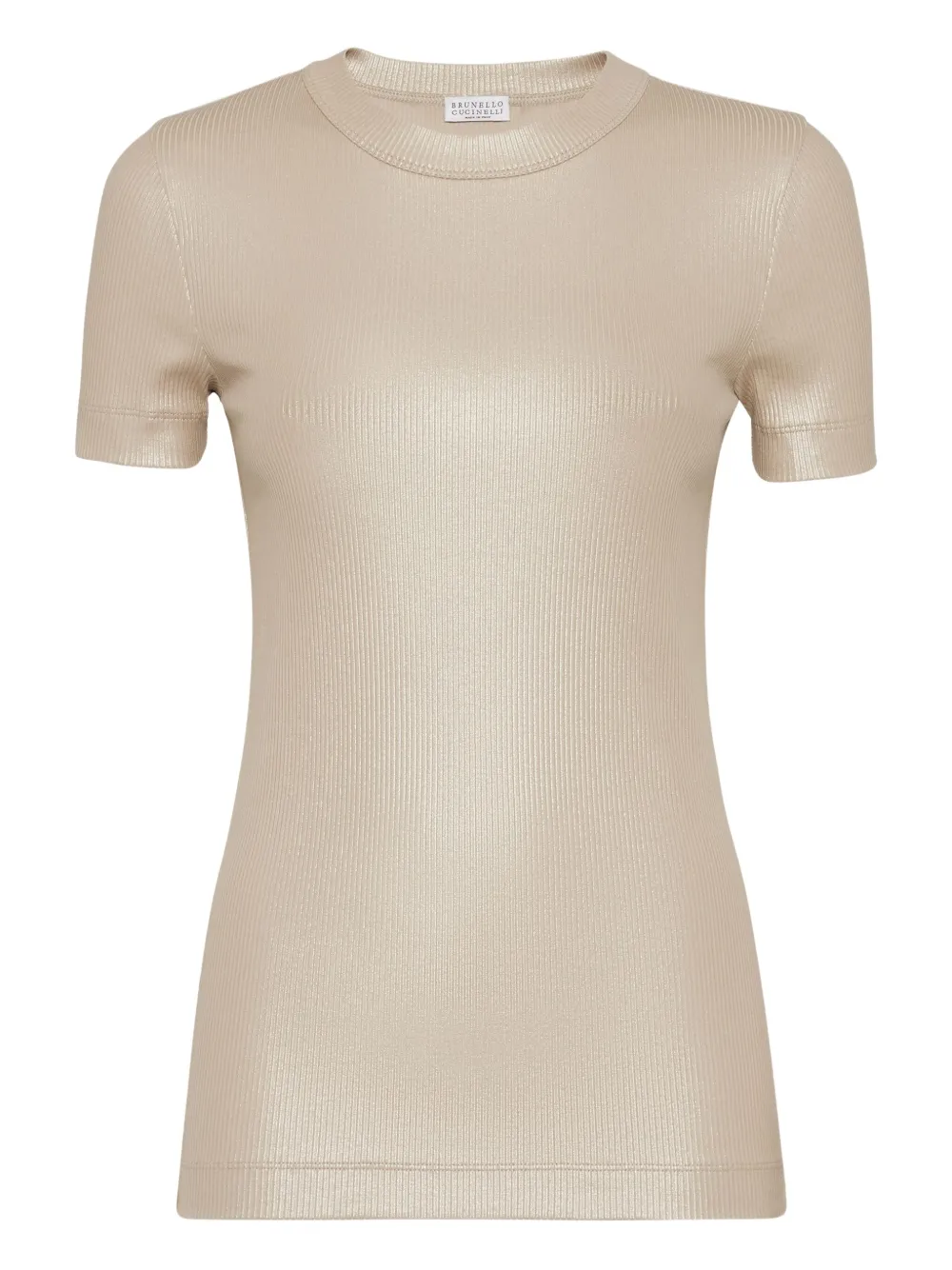 Brunello Cucinelli Geribbeld T-shirt Beige