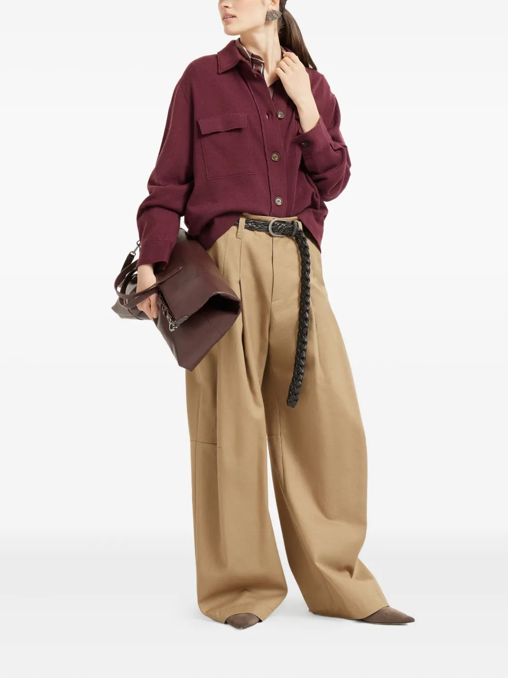 Brunello Cucinelli buttoned flap-pocket cardigan Rood