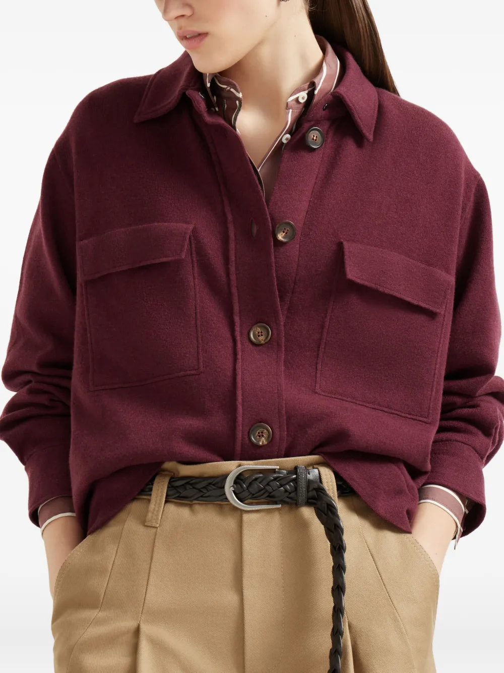 Brunello Cucinelli buttoned flap-pocket cardigan Rood