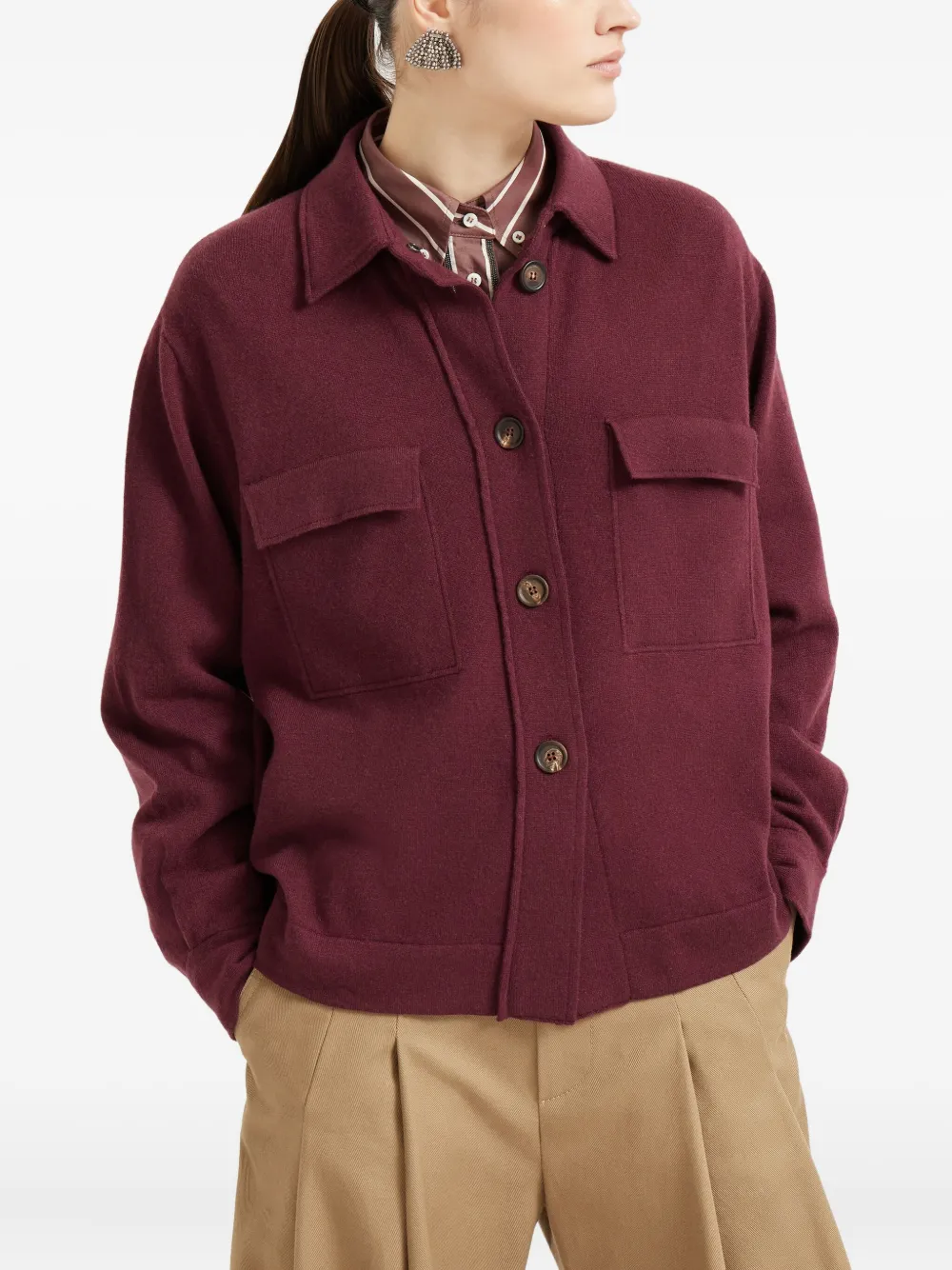 Brunello Cucinelli buttoned flap-pocket cardigan Rood