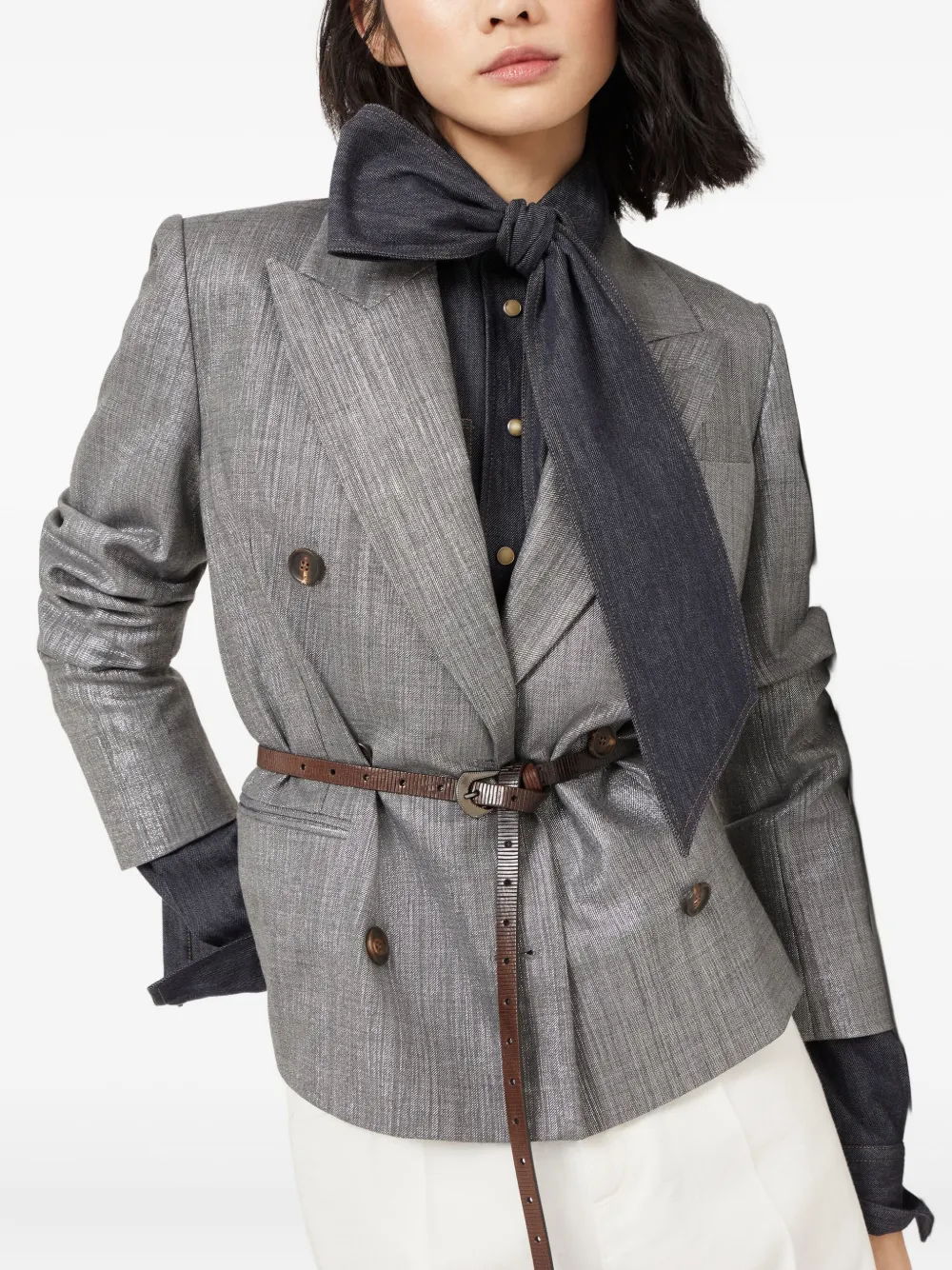 Brunello Cucinelli Blazer met lamé-effect Grijs