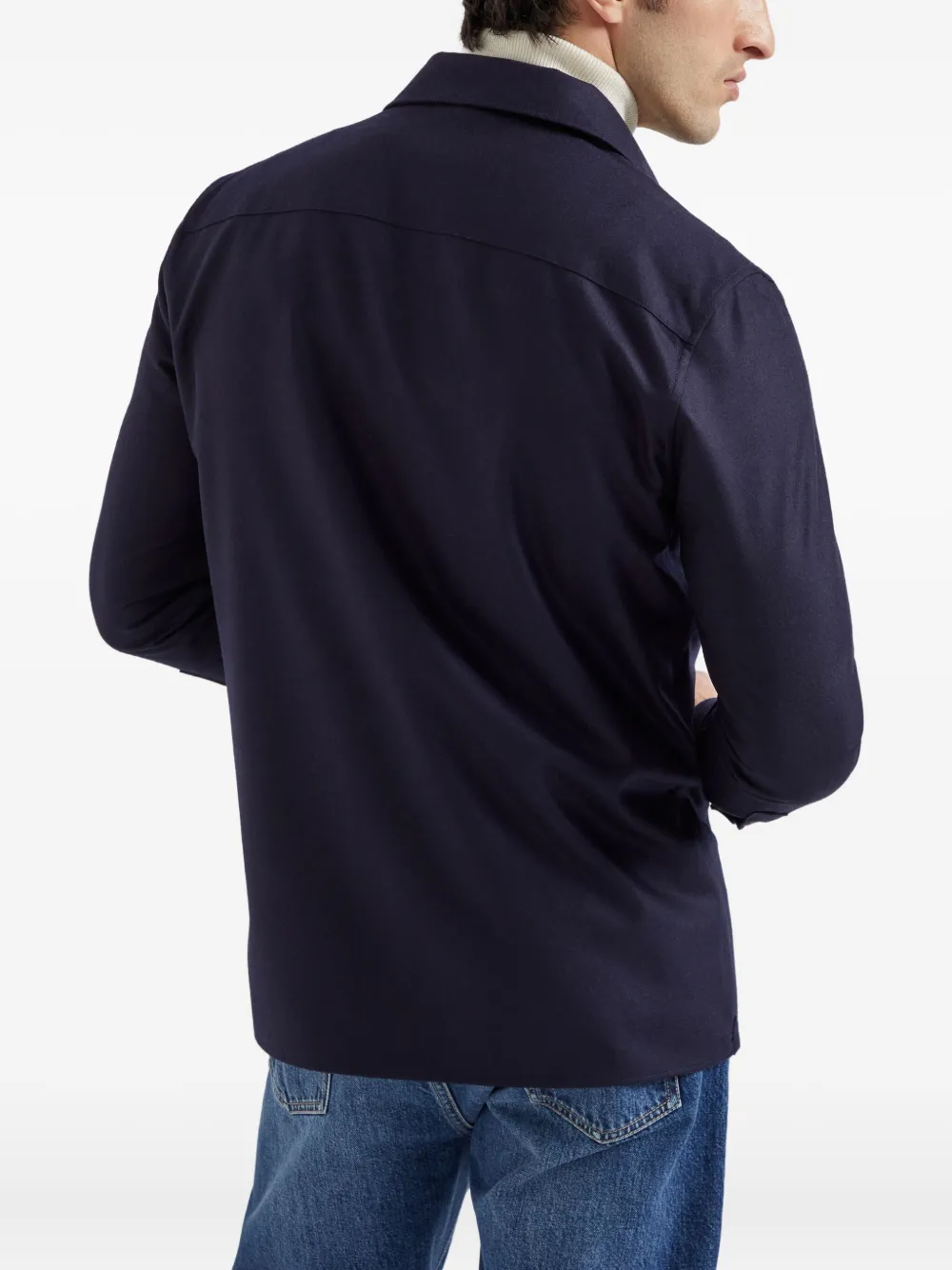 Brunello Cucinelli Overhemd van scheerwol Blauw