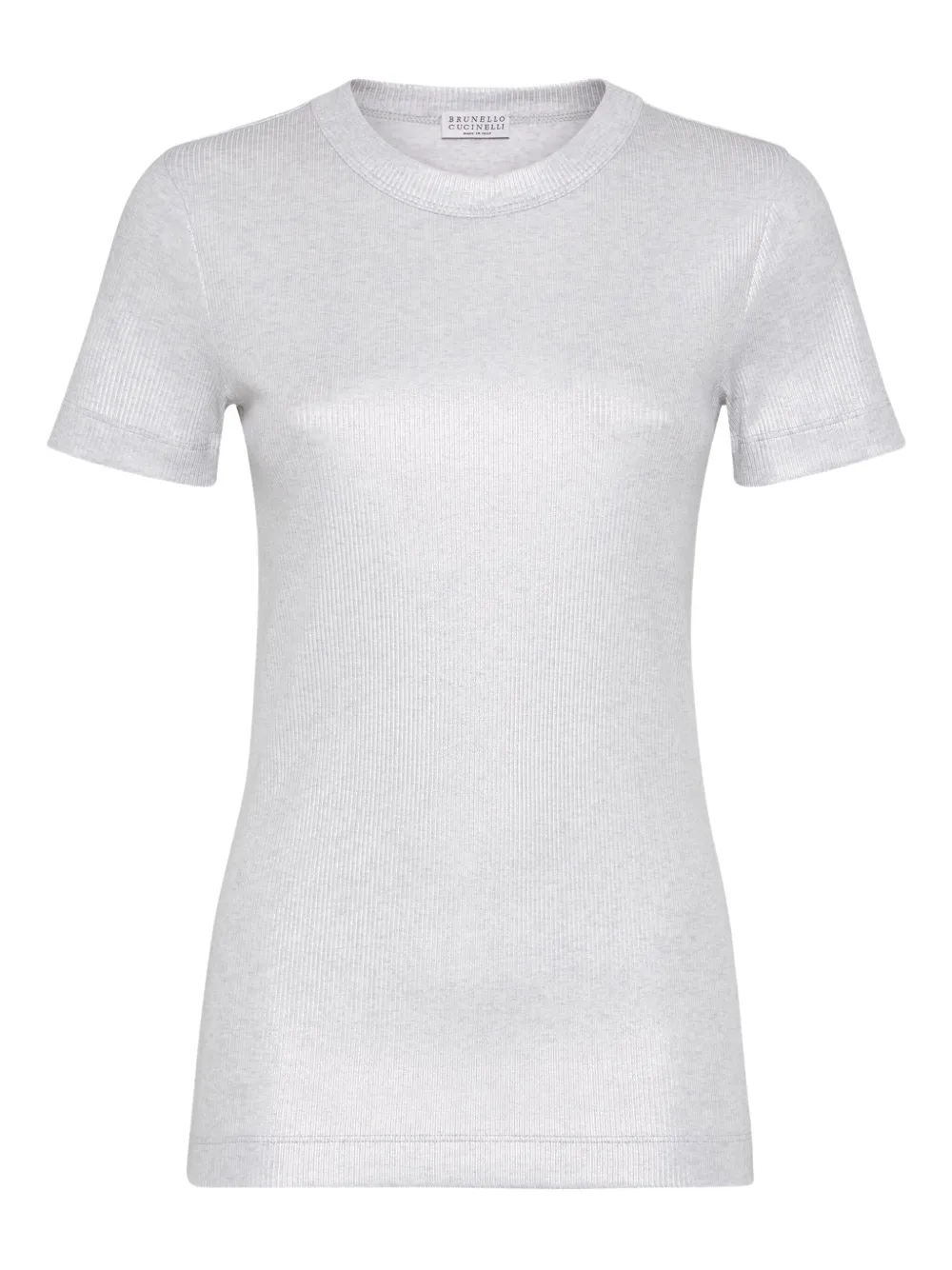 Brunello Cucinelli Geribbeld sprankelend T-shirt Zilver