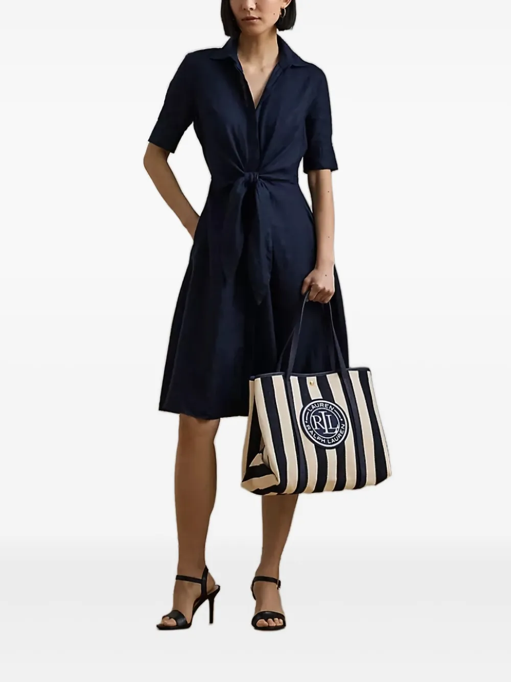 Lauren Ralph Lauren Emerie gestreepte shopper met logo - Blauw