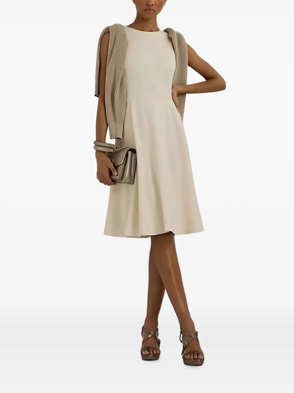 Lauren Ralph Lauren sleeveless flared dress | Neutrals | Image 1
