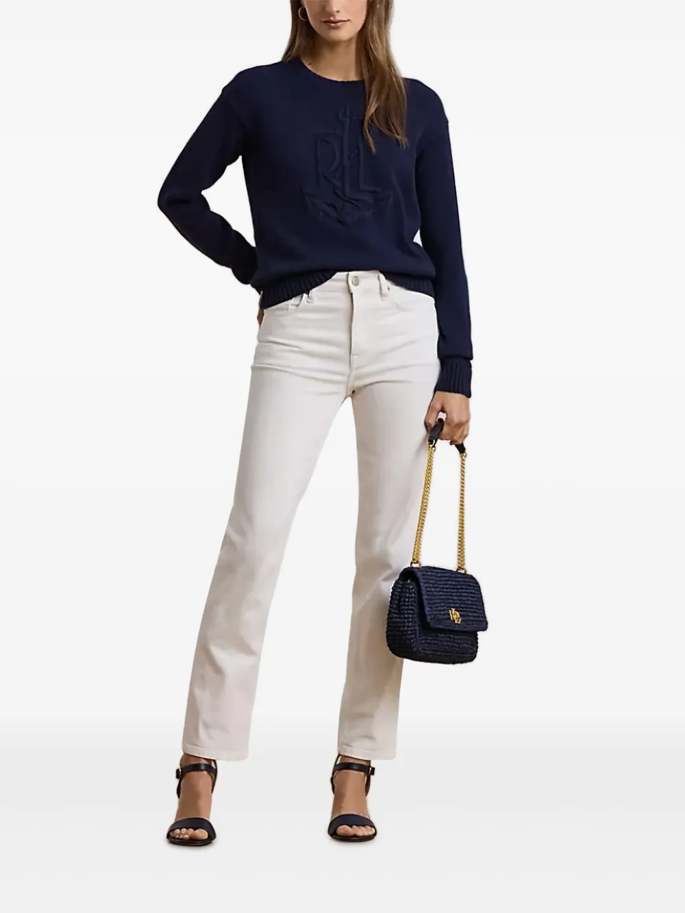 Lauren Ralph Lauren Sophee geweven schoudertas met ketting - Blauw