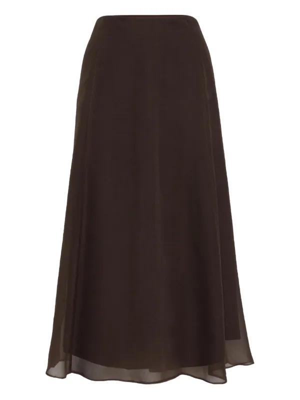スカート BRUNELLO CUCINELLI Virgin wool and silk midi skirt Asymmetric virgin wool midi skirt in grey - Brunello