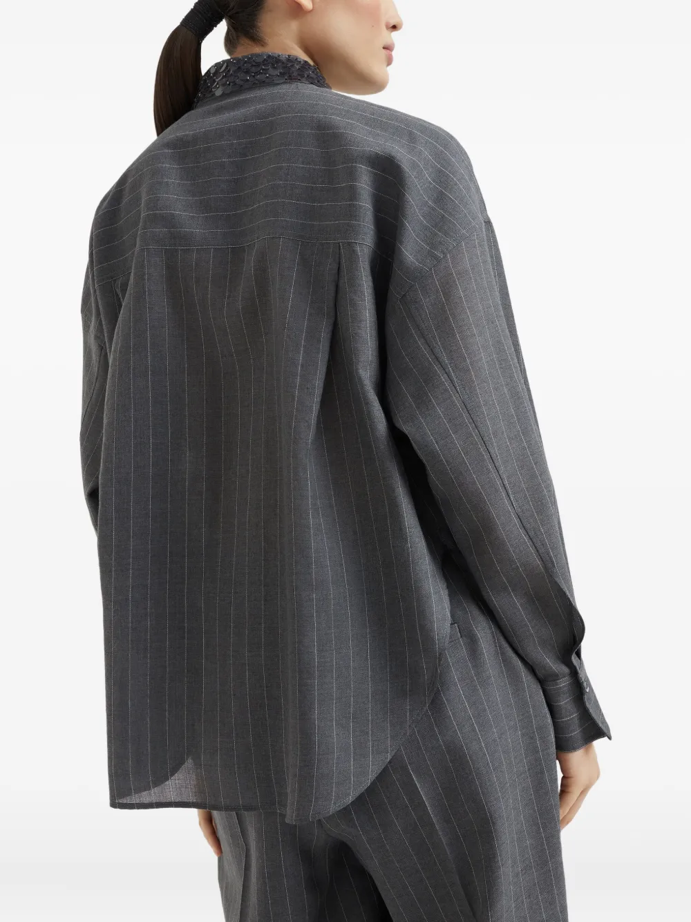 Brunello Cucinelli Gestreept blouse Grijs