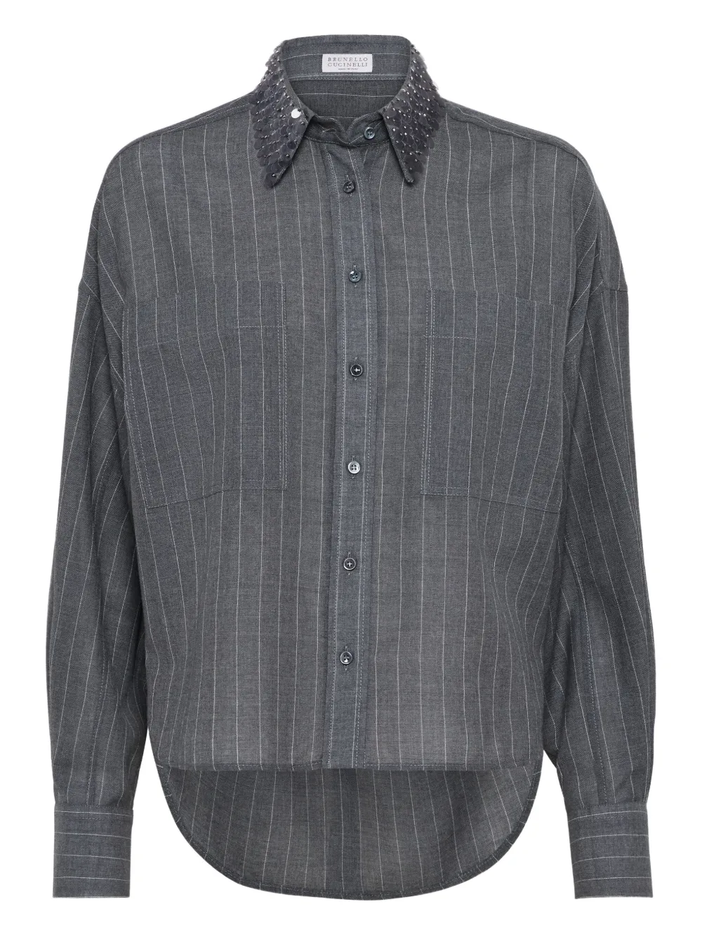 Brunello Cucinelli Gestreept blouse Grijs
