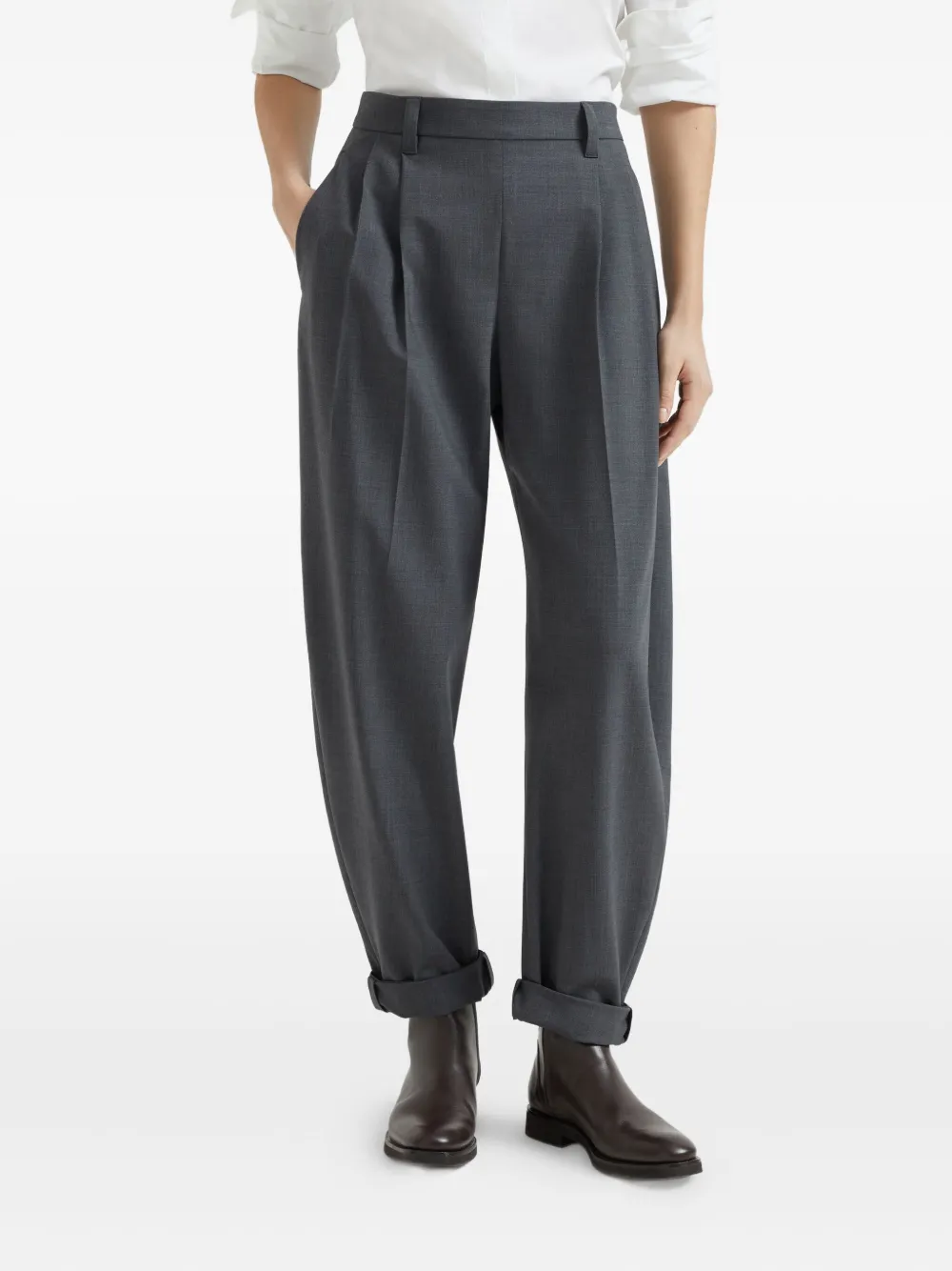 Brunello Cucinelli Broek van scheerwol Grijs