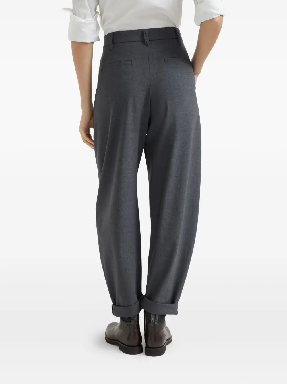 Brunello Cucinelli Broek van scheerwol Grijs