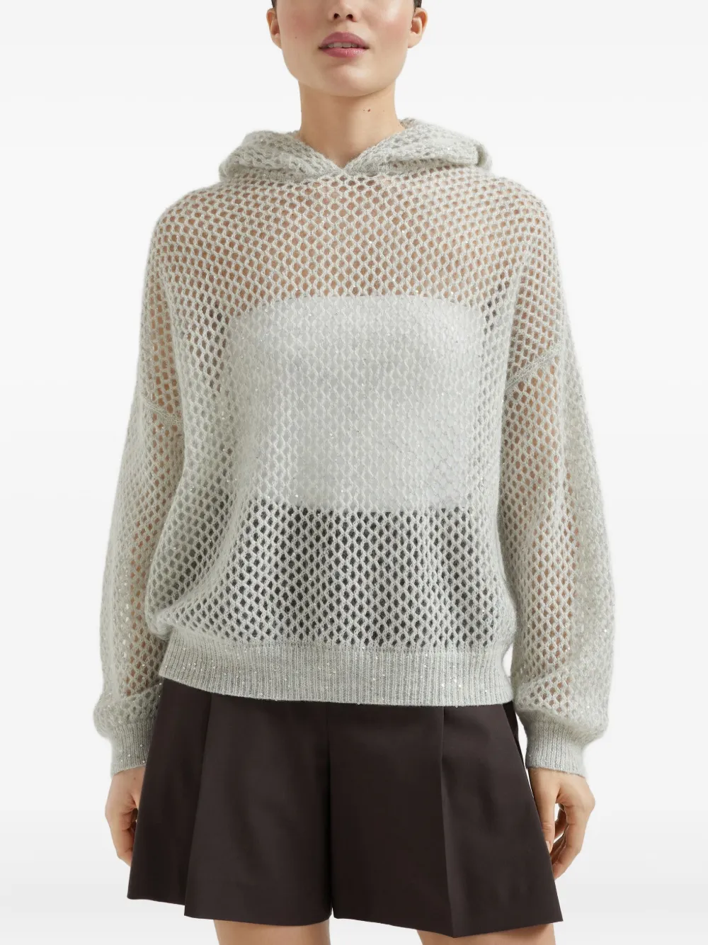 Brunello Cucinelli Dazzling mesh trui Grijs