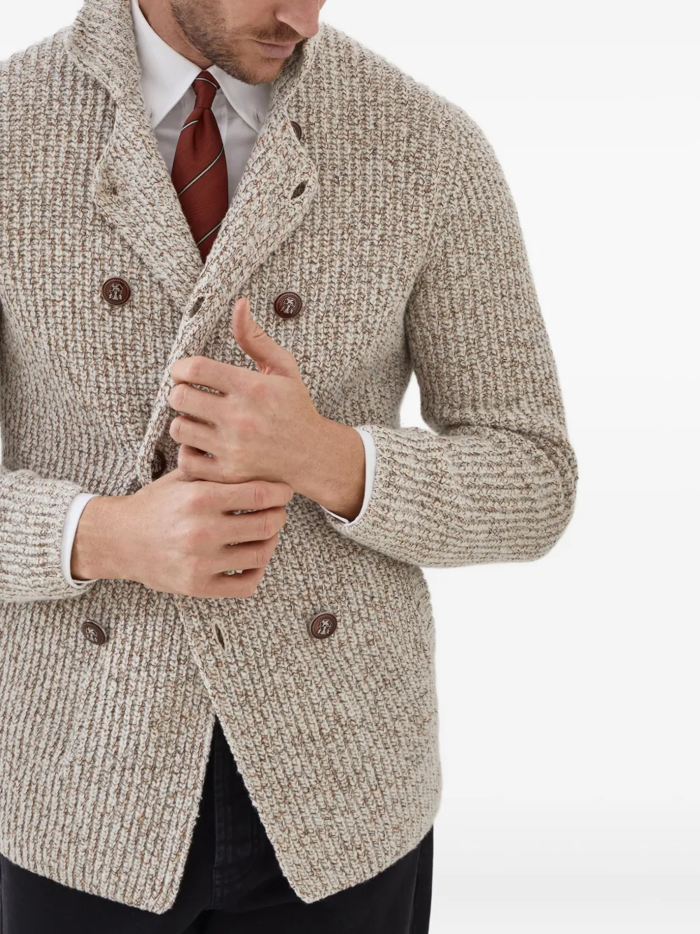 Brunello Cucinelli Vest met dubbele rij knopen Beige